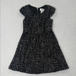 Girls Black and White Tweed Formal Dress